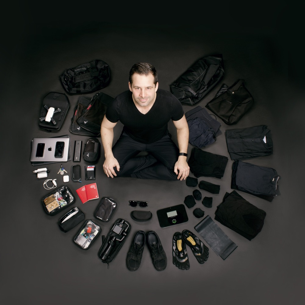Overhead, second frame among his belongings